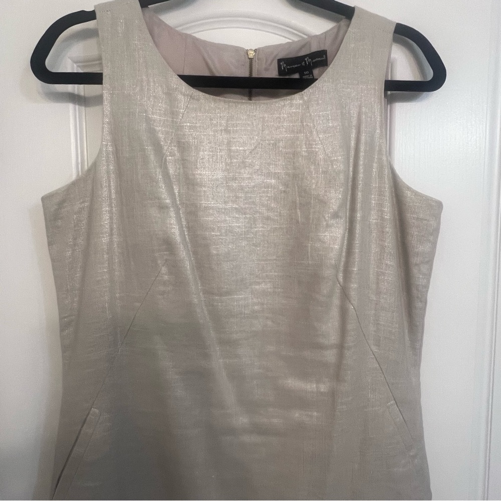 mercer & madison Metallic Cream Sleeveless Shift Dress